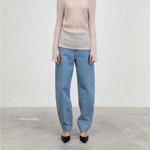 Amomento mid blue tapered denim pants